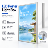 Kotak Lampu LED Dinding Komersial dengan Bingkai Poster Tarik, Display Iklan Tipis untuk Toko di Mal
