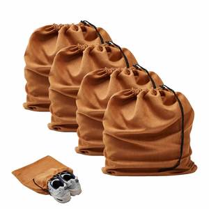 ถุงใส่รองเท้าสำหรับเดินทาง 4 ชิ้น ขนาด 17.7" x 13.8" ป้องกันฝุ่น - ถุงผ้าฟลานเนลพร้อมเชือกผูกปิด - Product Image 3
