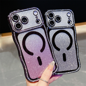 wave edge hot glitter clear magnetic phone case for iphone air 17 16 pro max,for iphone 17 phone case bling - Product Image 2