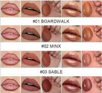 En gros, Ensemble de maquillage végan DIY personnalisé avec gloss et crayon à lèvres à nœud rose doré, mignon, pour marque privée