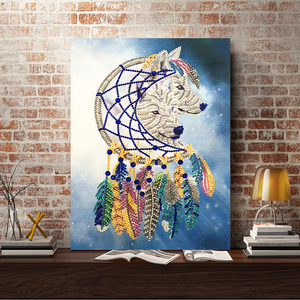 <span class=keywords><strong>Peinture</strong></span> Diamant 5D <span class=keywords><strong>Moderne</strong></span> Imprimée DIY pour Adultes, Broderie de Strass Faite à la Main, Formes Spéciales : Carillon Éolien, <span class=keywords><strong>Loup</strong></span>, Nature Morte - Product Image 3