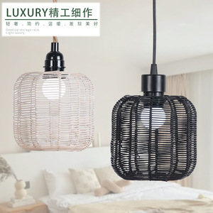 Wicker Lampshade Cylinder Retro Style Easy Installation For Restaurant Cafe Tea Shop <b>Lighting</b> Decor - Product Image 1