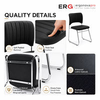 Chaise de conférence empilable moderne en cuir PU, chaise de visiteur avec base chromée, chaise de réunion de bureau