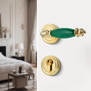 Porte en bois de luxe moderne et minimaliste de haute qualité avec poignée en laiton et cristaux colorés pour atelier, hôtel, centre commercial – Installation facile - Product Image 3