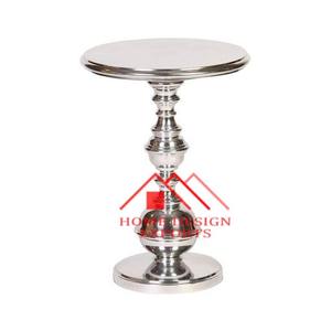 Mesa auxiliar de aluminio de color plateado con tapa redonda para decoración para sala de estar mesas de centro de aluminio para el hogar hoteles y restaurantes - Product Image 4