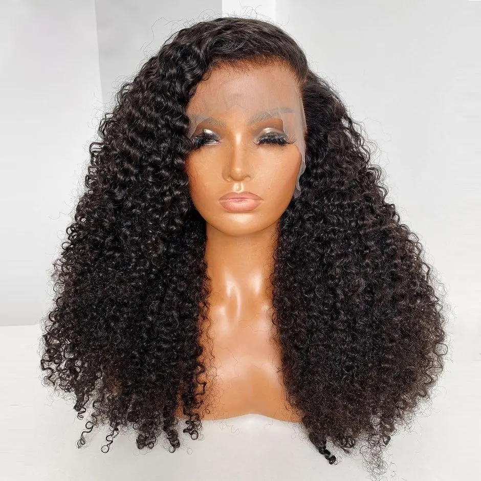 Customized 400% Density Pixie Curls Kinky Curly Virgin Brazilian Cuticle Aligned Human Hair Lace Front Wigs For Black Women