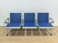 Fauteuil d'attente 3 places en PU bleu-vert à dossier bas et droit avec garantie d'un an, fabriqué en Chine