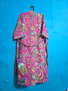 Bata Kimono de Algodón con Cuello en V y Estampado Floral para Mujer, Hecha a Mano en India, Bata de Verano Suave y Transpirable, Ropa de Dormir Elegante, Vestido de Dama de Honor - Product Image 3