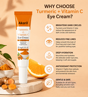 Crème Contour des Yeux Anti-Rides Akaril au Curcuma, Vitamine C, Acide Kojique et Collagène – Éclaircissante, Anti-Cernes, Anti-Poches – Soin Herbal pour la Peau