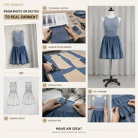 Robe mini évasée bleue pour femme avec corsage smocké, col rond, sans manches, décontractée, pour l'été et les vacances, vente en gros OEM
