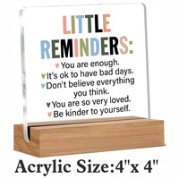 Cadeau inspirant et motivant, petits rappels, panneau décoratif de bureau, panneau en acrylique avec support en bois pour bureau, table, étagère