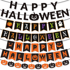 Dropshipping Shopify 2025 Halloween <b>Party</b> Decor - HAPPY HALLOWEEN Pumpkin Ghost <b>Banner</b> - Product Image 1