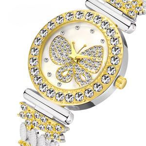 Reloj de Lujo Único para Mujer con Diamantes, Reloj Redondo con Diseño de Mariposa, Esfera Personalizada, Reloj de Pulsera de Cuarzo de Lujo con Circonitas - Product Image 3