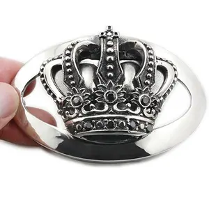 Polished Hollow King Crown Belt Buckle