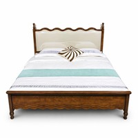 Lit de Chambre Parentale Haut de Gamme Ergonomique en Chêne Massif Écologique et Similicuir, Taille King Size, Fournisseur Qualifié