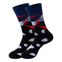 Chaussettes décontractées multicolores tendance à motifs Halloween en coton respirant jacquard unisexe en gros