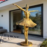 YOUFINE Fournisseur direct d'usine Sculpture de ballerine dorée en bronze Décoration de jardin extérieur Patio Danseuse élégante Art