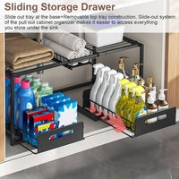 Organizador Extensible de Dos Niveles para Debajo del Fregadero, Organizador de Gabinete Extraíble para Cocina y Despensa
