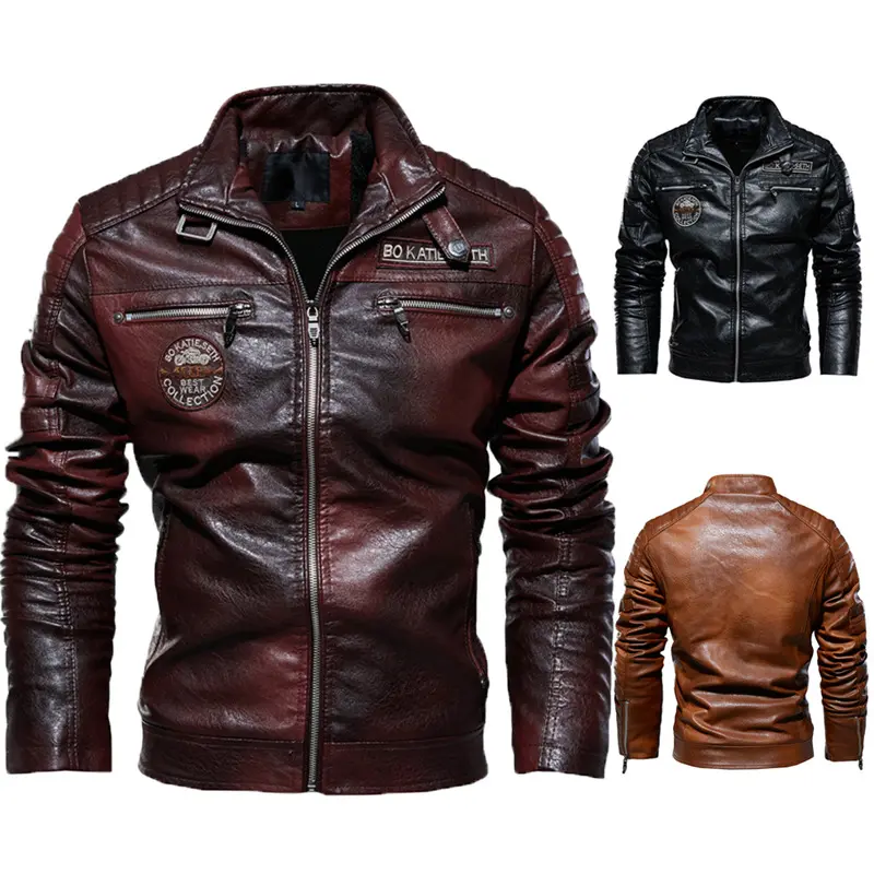 Wholesale Custom Fashion Full Zipper Outwear Windproof Male Motorcycle Faux Men PU Leather Jacket For Men