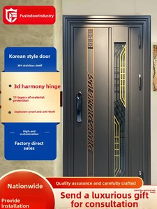 盗難防止304ステンレス鋼韓国式高級住宅用指紋認証玄関ドア - Product Image 4