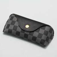 Estuche para Gafas de Sol a Cuadros con Logotipo Personalizado, Porta Gafas de Cuero Suave en Forma de U, Cierre a Presión, Funda Protectora, Fábrica OEM