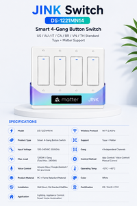 Interrupteur mural intelligent WiFi JINK DS-1221MN14 Matter Tuya à 4 boutons avec normes US AU IT CA <span class=keywords><strong>BR</strong></span> VN TH - Product Image 5