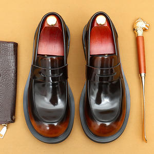 รองเท้าโลฟเฟอร์หนังผู้ชายทรงหัวมน หนังซาตินคุณภาพสูง พื้นหนา สำหรับเท้ากว้าง - Product Image 1