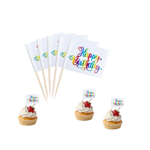 24 Stuzzicadenti in Legno Ecologici Usa e Getta con Bandiere Nazionali Assortite per Decorazione Torte e Alimenti - Product Image 5