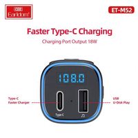 EARLDOM BT5.0 Reproductor MP3 para Coche USB Transmisor FM QC 3,0 Receptor de Pantalla Kit Manos Libres Estéreo Portátil APE Amplificador de Voltaje para Coche