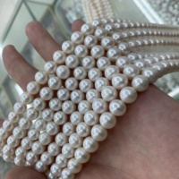 Chaîne de perles d'eau douce naturelles cultivées, rondes, blanches, de 4-5-6-7-8-9-10-11 mm, brin de perles naturelles réelles pour la fabrication de bijoux
