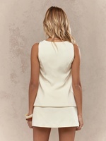 Ensemble 2 pièces pour femmes, gilet sans manches à col carré avec poches et mini-jupe taille haute, costume de bureau