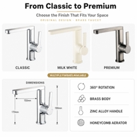 Robinet de lavabo en laiton modèle H-3210, monocommande, à poser sur le comptoir, chromé, classique, en céramique, pour salle de bain