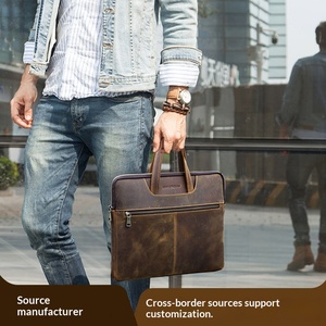 MacBook Pro 15 pulgadas, bolso con 14 cremalleras, funda protectora, bolso <span class=keywords><strong>para</strong></span> <span class=keywords><strong>documentos</strong></span> oficiales <span class=keywords><strong>para</strong></span> hombre, cuero genuino, cuero Crazy Horse - Product Image 4