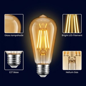 Ampoule LED à filament vintage Newport, dimmable, E26 E27, blanc chaud 2700K, <span class=keywords><strong>lampe</strong></span> décorative en verre <span class=keywords><strong>Edison</strong></span> pour la décoration industrielle et domestique - Product Image 2