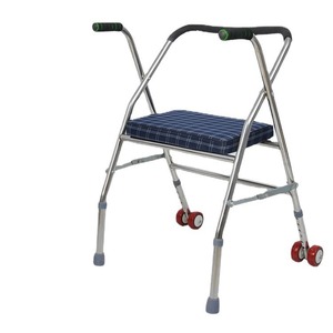 Walking Aid With Seat Stainless Steel Folding <b>Walker</b> For Elderly And <b>Disabled</b> People Blue And Black - Product Image 1