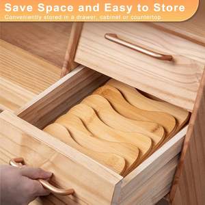 Organizador de Tapas de Ollas de Bambú con Drenaje, Estante de Almacenamiento de Cocina para Platos y Sartenes, Organizador de Cajones - Product Image 5