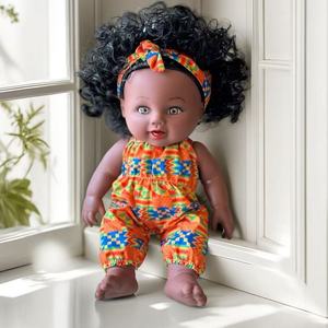 Poupée Reborn Afro de 30 cm Faite à la Main, <span class=keywords><strong>Jouet</strong></span> en Tissu et Vinyle Souple, Peau Foncée, Modèle en Caoutchouc Souple, Cadeau pour Enfants - Product Image 6