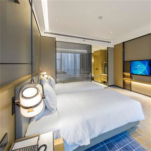 Modern Hotel Twin Bed Customize <b>Cheap</b> MDF Wood Panel Bed <b>Frame</b> with Bedding Set for 3-Star Hotel & Apartment Bedroom Projects - Product Image 2