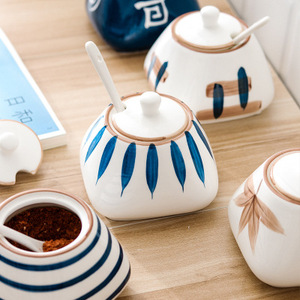 New Household Salt Shaker <b>Ceramic</b> Seasoning <b>Pot</b> Set Kitchen - Product Image 5