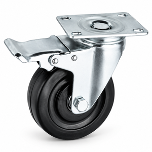 Roues pivotantes industrielles de 6 pouces à double roulement à billes avec frein de blocage total, protection du sol sans traces pour chariots et supports - Product Image 3