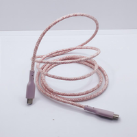 Nouveau câble de charge rapide USB-C vers USB-C en nylon tressé rose PD 3A 60W pour batterie externe, écouteurs, téléphone portable et tablette