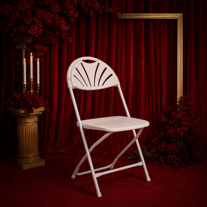 White <b>Plastic</b> Lightweight Modern Folding <b>Chair</b> with Fan Back Portable & Durable Comfortable for Garden <b>Dining</b> Hotel Weddings - Product Image 1