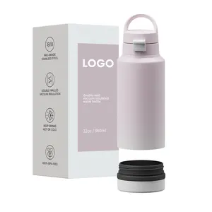 Travel Dog Water Bottle With Food Container Stainless Steel Double Wall Sports Bottle Vacuum Flask With Bottom Compartment