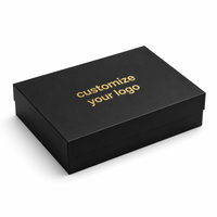 Boîte cadeau d'accessoires technologiques Leabon Black Tech avec insert en EVA floqué, logo personnalisé doré, emballage électronique, vente en gros, usine