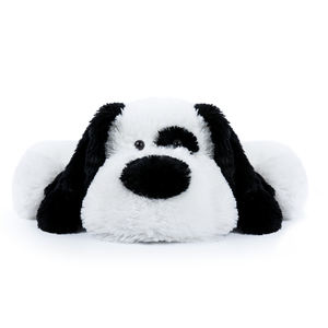 Büyük Boy Yatan Köpek Peluş Oyuncak Yumuşak Siyah Beyaz Yavru Köpek Dolgulu Oyuncak Esnek Sarılabilen Peluş Köpek Çocuklar ve Yetişkinler İçin OEM Özel Üretim Fabrika - Product Image 3