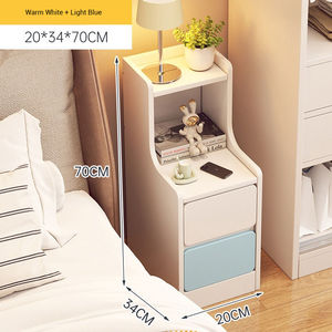 Chevet moderne minimaliste de haute qualité, fin et durable, écologique, avec étagère ouverte, pour la chambre à coucher, aspect crème, aspect artificiel - Product Image 5