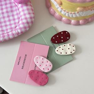 Pasador de Pelo con Diseño de Lunares Estilo Coreano, Color Rosa, Clip para el Cabello, Clip Lateral de Alta Gama, Elegante y Delicado, Accesorios para el Cabello de Mujer - Product Image 3