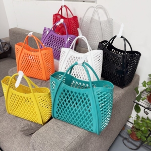 Sac à gelée en silicone Sac à main écologique Sac <span class=keywords><strong>de</strong></span> plage en PVC Panier à provisions creux pour <span class=keywords><strong>légumes</strong></span> et pique-nique Panier <span class=keywords><strong>de</strong></span> bain à la mode - Product Image 4