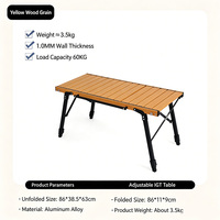 Table pliante IGT légère en aluminium réglable, capacité de charge de 60 kg, couleur noire, hauteur de 41 à 60 cm, portable pour pique-nique en plein air et camping