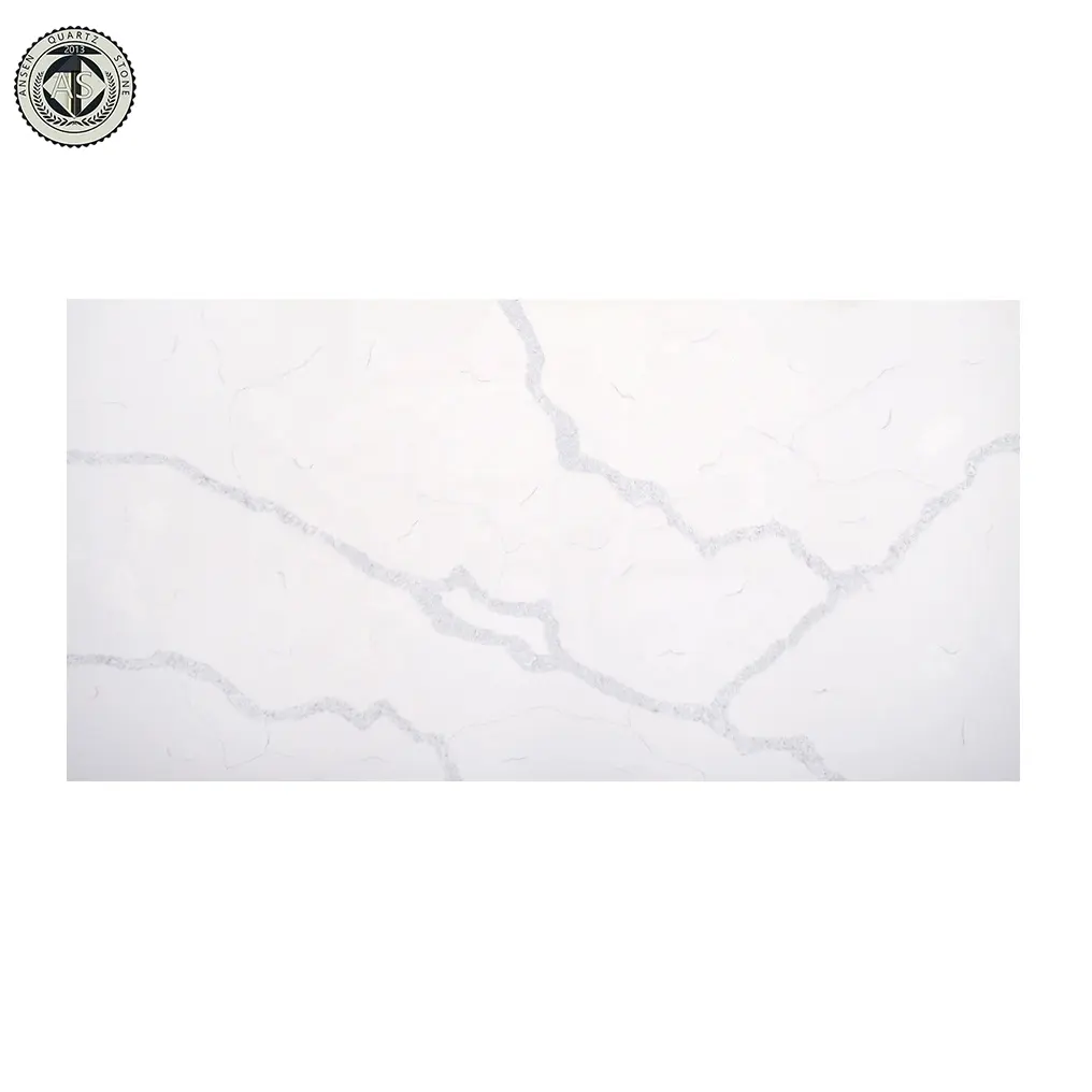 Haute dureté de Surface Solide Acrylique Modifiée Calacatta Dalle De Pierre De Quartz Blanc